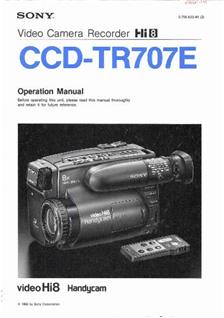 Sony CCD TR 707 E manual. Camera Instructions.